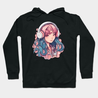 Cute headphone anime girl Hoodie